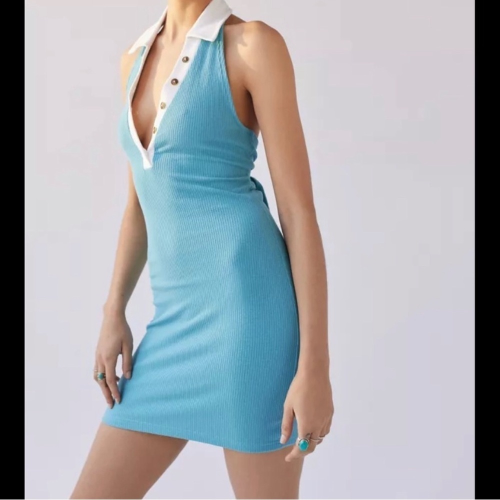NWT Urban Outfitters Dalton Collared Backless Mini Dress M